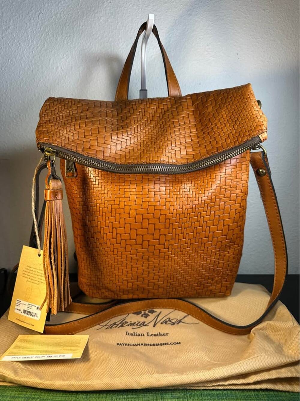 Patricia Nash Luzille Woven Leather Convertible Backpack NWT